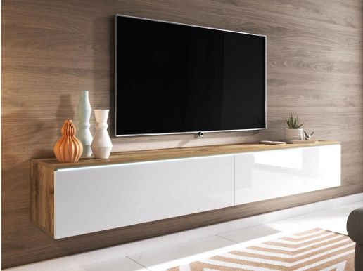 TV-meubel DUBAI 2 klapdeuren 180 cm wotan eik/hoogglans wit zonder verlichting