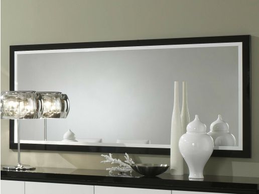 Spiegel ROMEO 180 cm hoogglans zwart/hoogglans wit