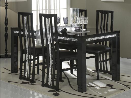Eettafel REBECCA 160 cm hoogglans zwart