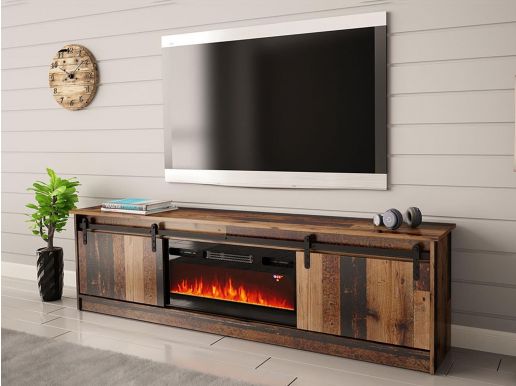 Tv-meubel met haard GRALO 2 schuifdeuren old wood