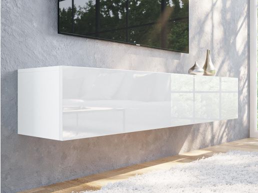 Tv-meubel KINGSTON 1 klapdeur 160 cm wit/hoogglans wit zonder salontafel