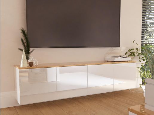 Tv-meubel LUCO 4 deuren 180 cm hoogglans eik/hoogglans wit