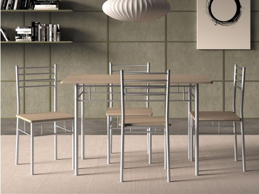 Set eetkamertafel en stoelen AMELIA esdoorn