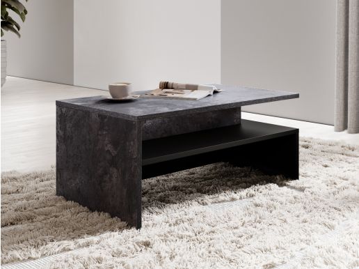 Salontafel BABEL kleurrijke leisteen/zwart