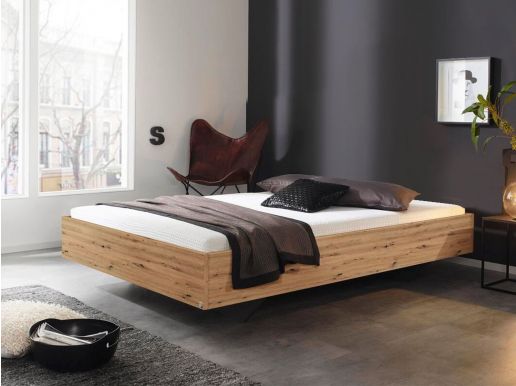Bed IXANA 140x200 cm artisan eik zonder hoofdeinde met matras met lattenbodem