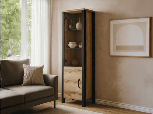 Kolomkast OLIANNE 2 deuren natuurlijke eik