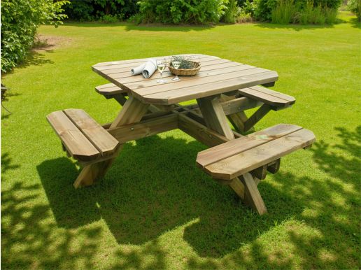Vierkante picknicktafel TRAPANI 8 personen noorse den/spar