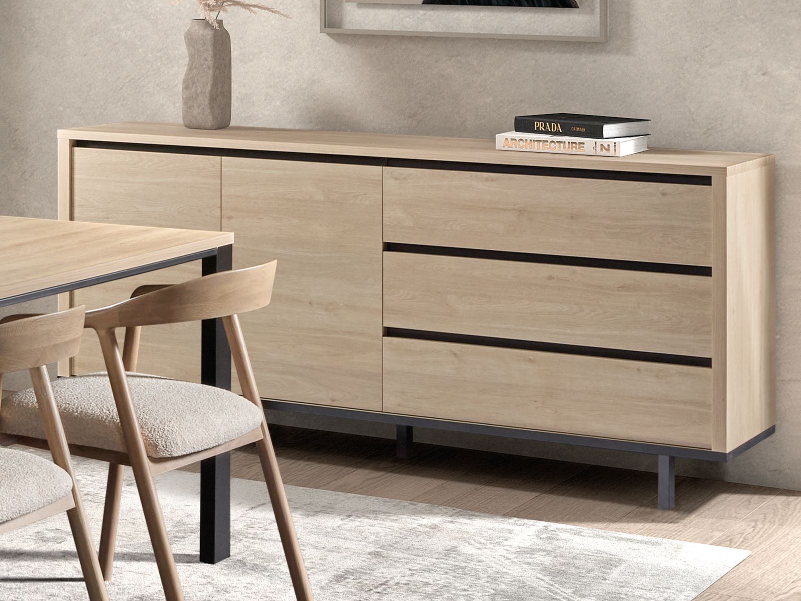 Mobistoxx Dressoir DURDEN 2 deuren 3 lades urban eik