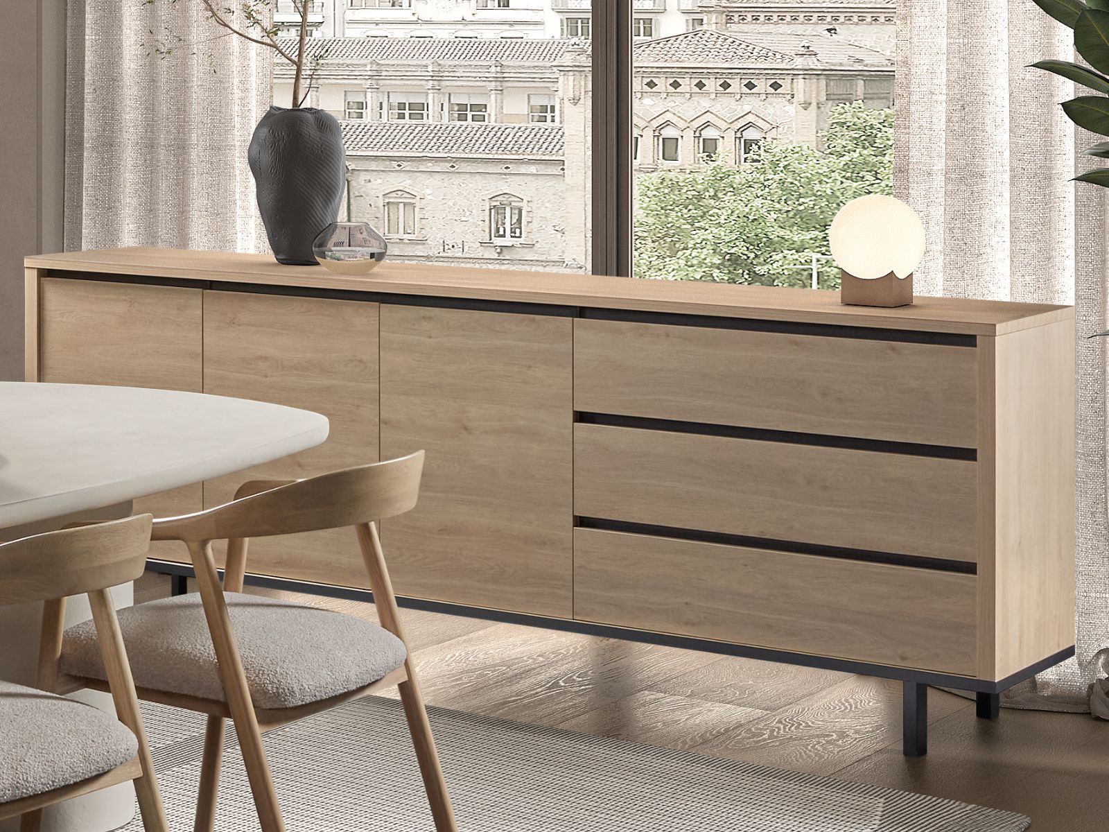 Mobistoxx Dressoir DURDEN 3 deuren 3 lades urban eik
