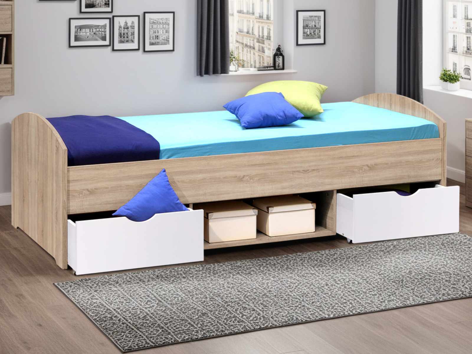 Kajuitbed MARLIN 90x200 cm sonoma/wit