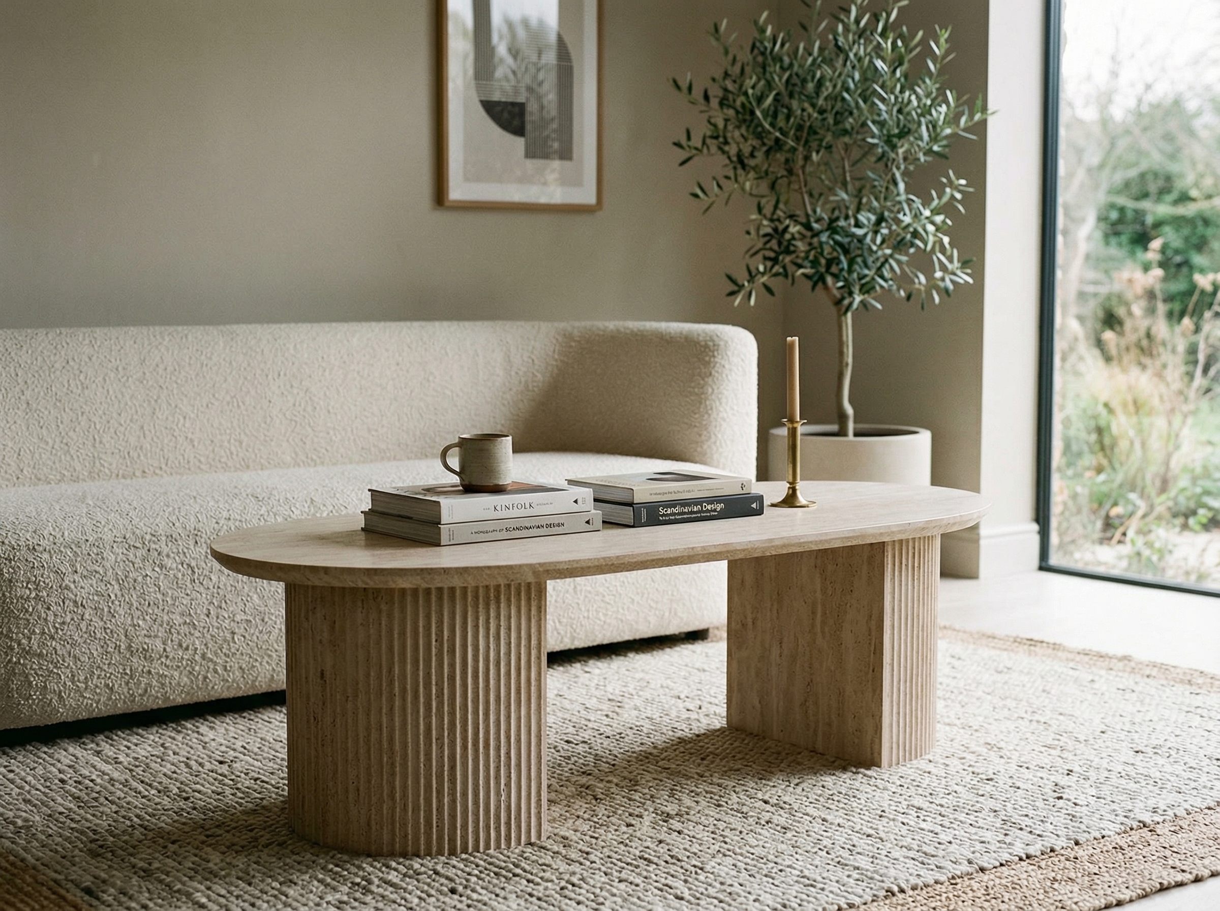 Ovale salontafel LARUSSO 120 cm travertijn